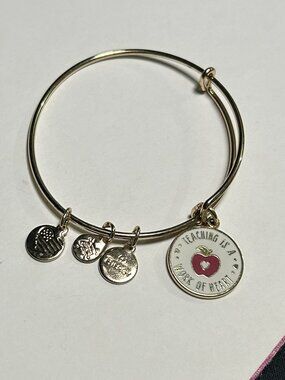 Alex and Ani Gold "Teaching is a Work of Heart" Teacher Bangle Bracelet